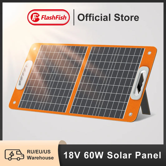 18V 60W Foldable Solar Panel Portable Solar Charger with DC Output USB-C QC3.0 for Phones Tablets Camping RV Trip