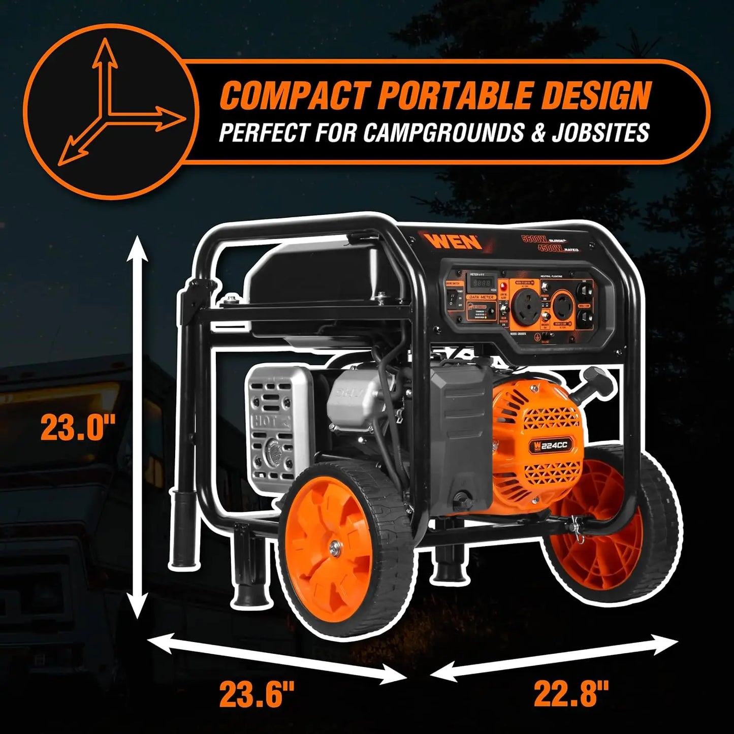 5600-Watt Portable Generator Electric Start 224cc Transfer-Switch and RV-Ready with CO Shutdown Sensor