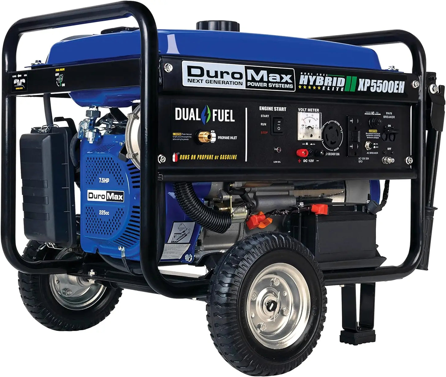 Dual Fuel Portable Generator Gas or Propane Powered Electric Start-Home Back Up