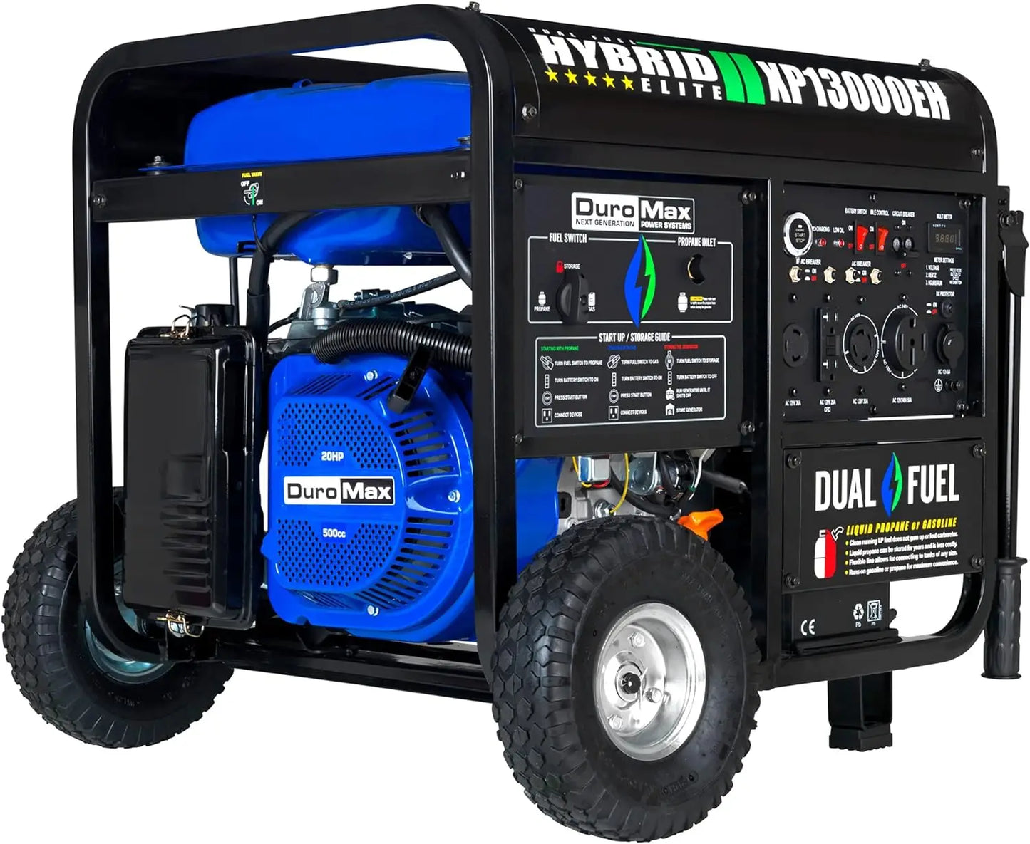 Dual Fuel Portable Generator Gas or Propane Powered Electric Start-Home Back Up