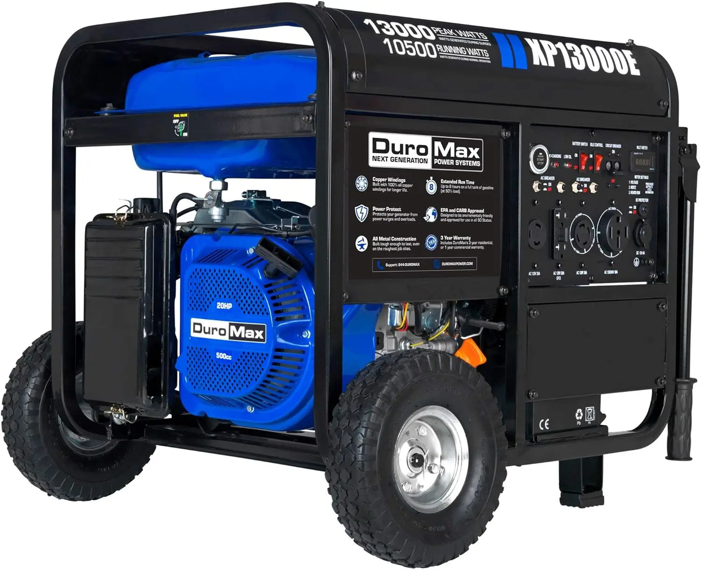 Dual Fuel Portable Generator Gas or Propane Powered Electric Start-Home Back Up