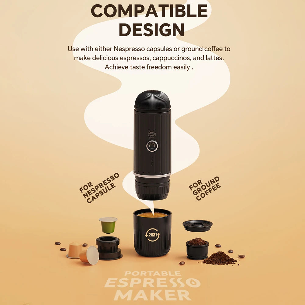 90ML Electric Wireless Heating Coffee Machine Expresso Coffee Maker Electric Coffee Pot for Camping Travel RV Hiking Office